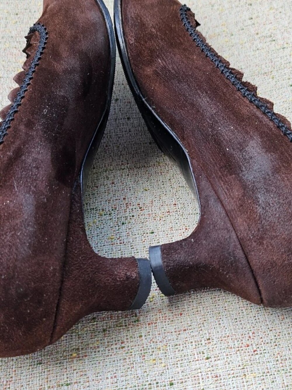 Vintage Salvatore Ferragamo Women Pump Shoes Brown Suede Made Italy Size5.5D 8US - Picture 7 of 11